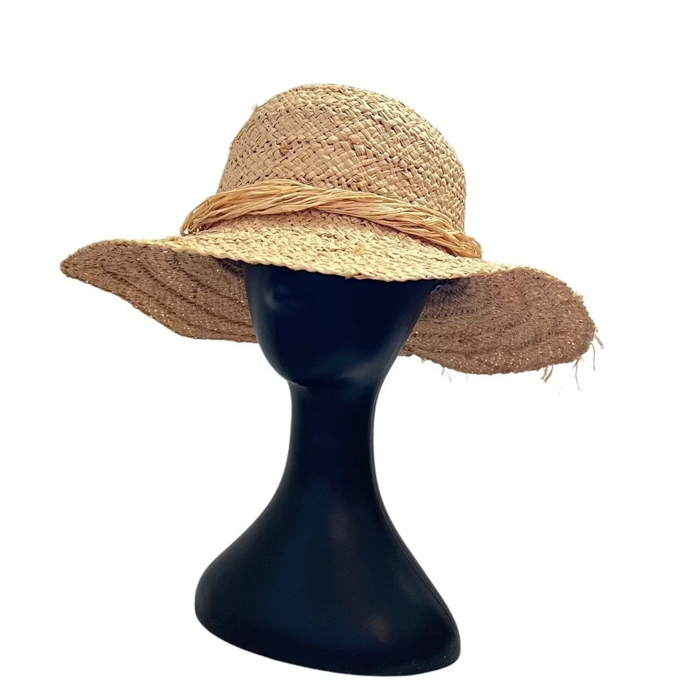 Grevi Mode Firenze Italy Tan 100% Straw Sun Summer Hat‎